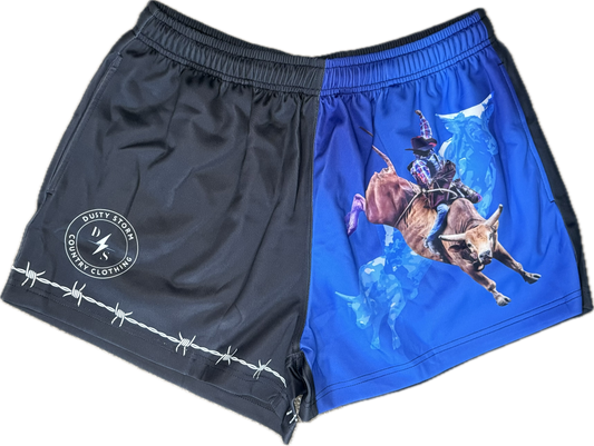 Bull riders footy shorts WITH ZIP POCKETS