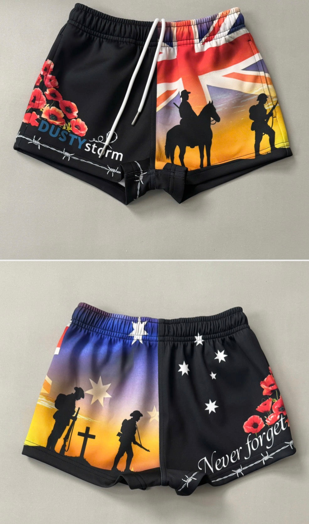Aussie pride Footy shorts with ZIP POCKETS