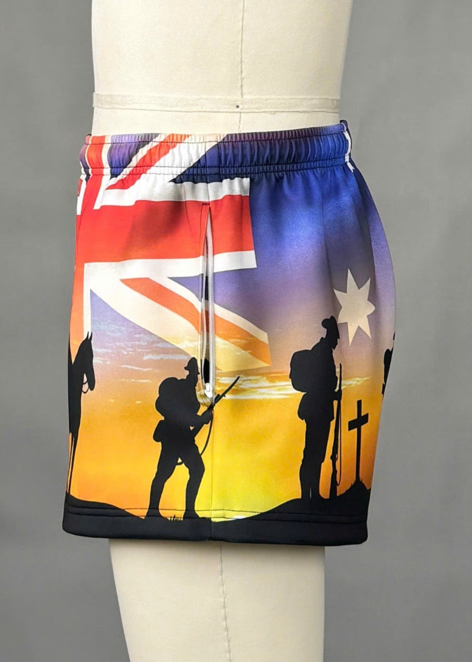 Aussie pride Footy shorts with ZIP POCKETS