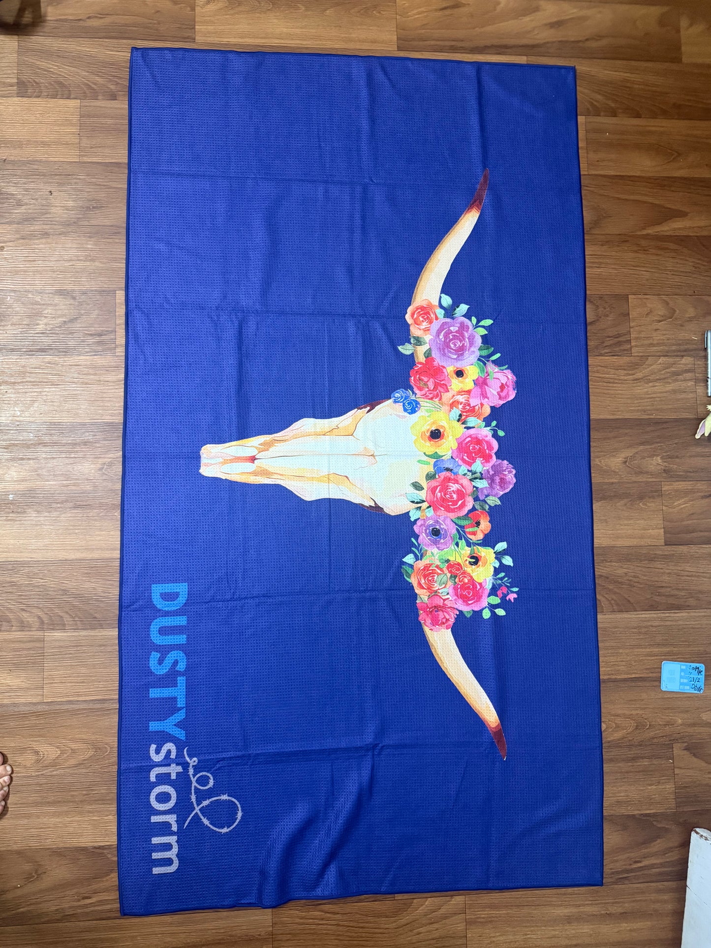 Floral steer waffle towel